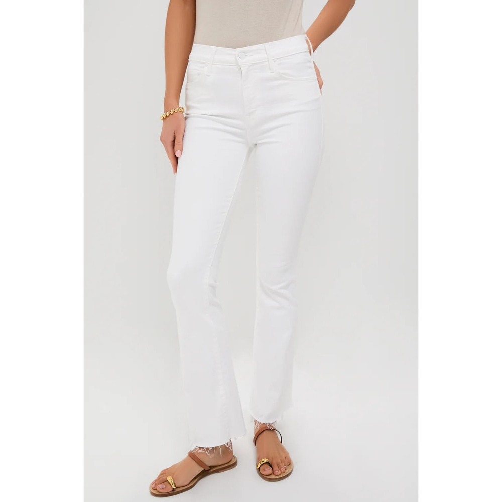 Mother The Weekender Fray High Rise Flare Jeans Fairest Of Them All White 26